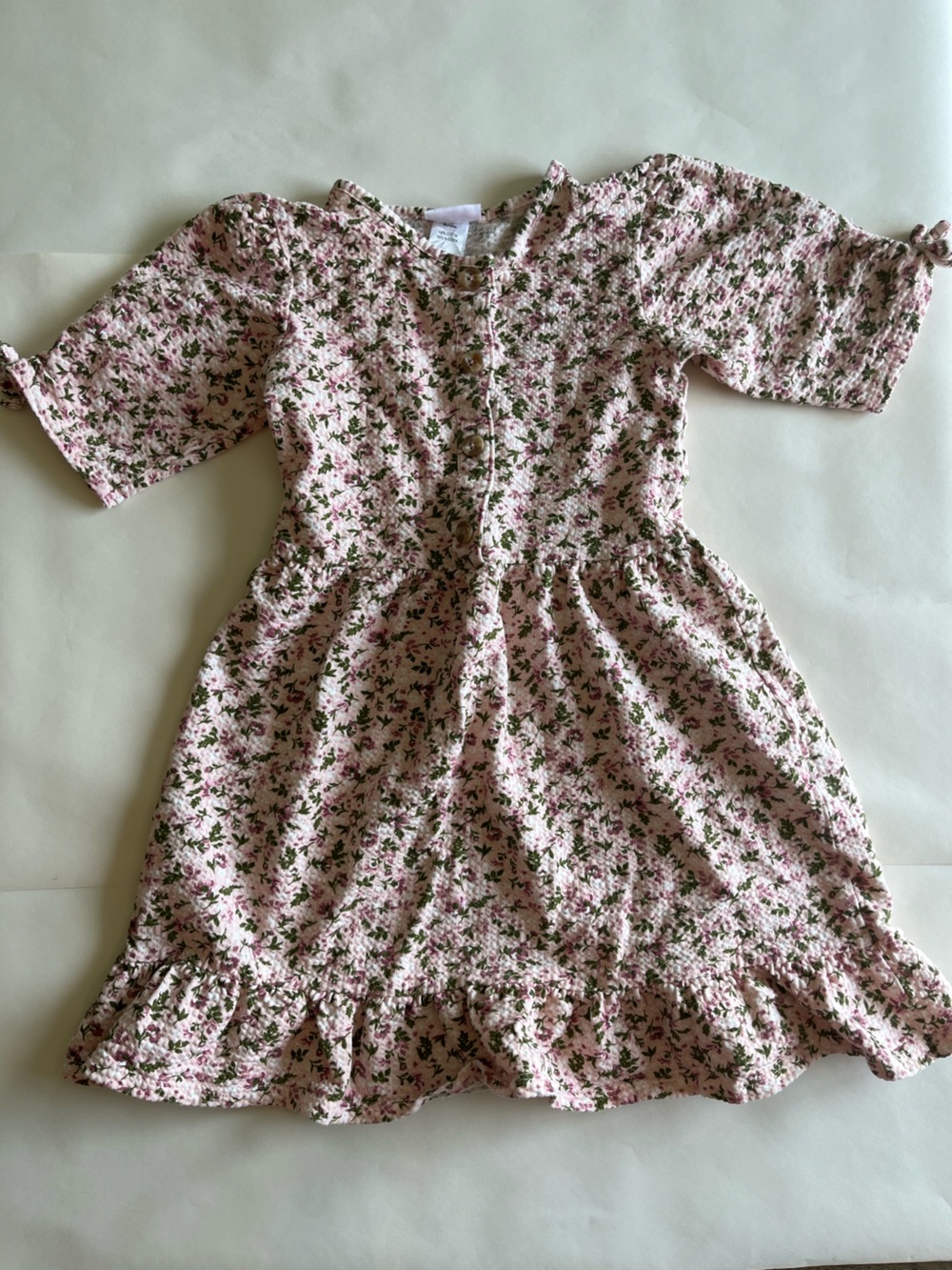 Little Lass Pink Floral Ruffle Dress